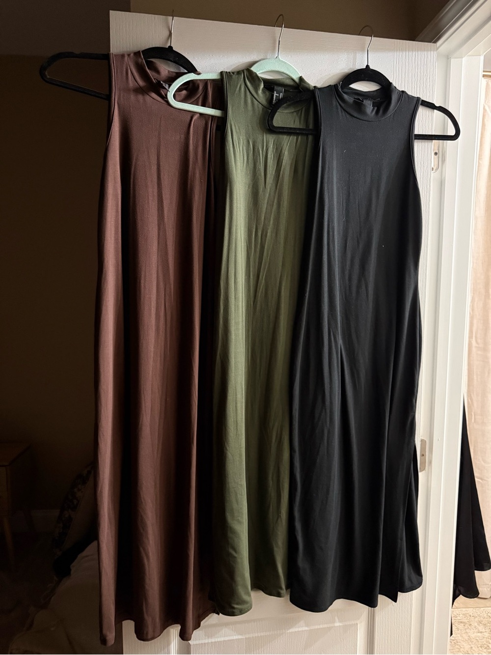 3 Halter Neck Midi Dress - Black, Olive, Brown